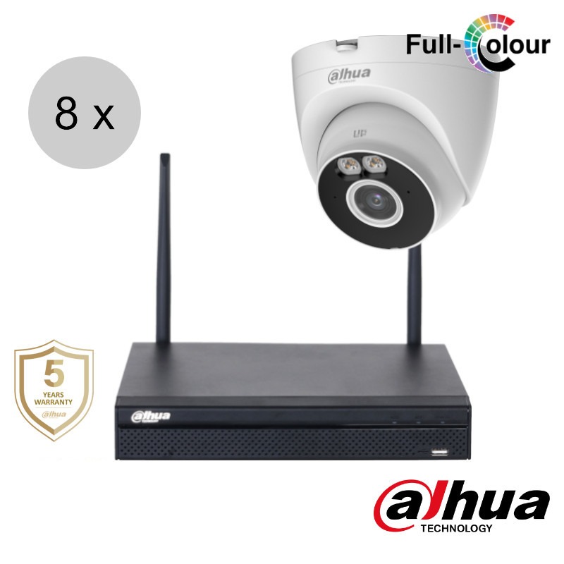 Dahua 4MP wifi camerasysteem - Full Colour - 8x turret camera - wis84dt1