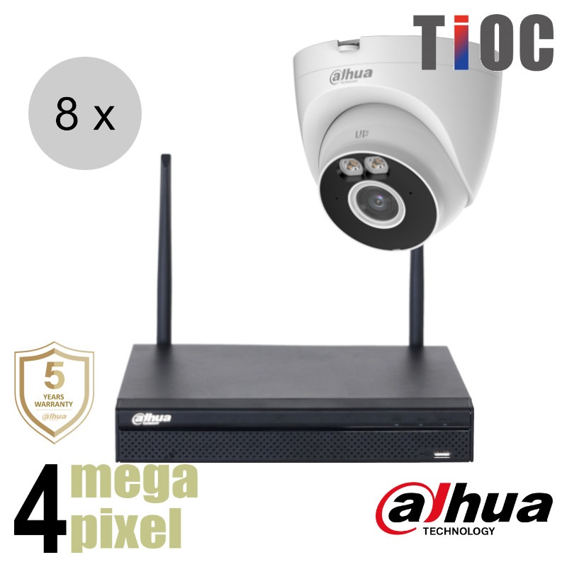 Dahua 4MP wifi camerasysteem - TiOC - 8x turret camera - wis84dt2